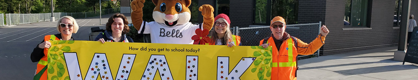 Group photo promoting walking and biking